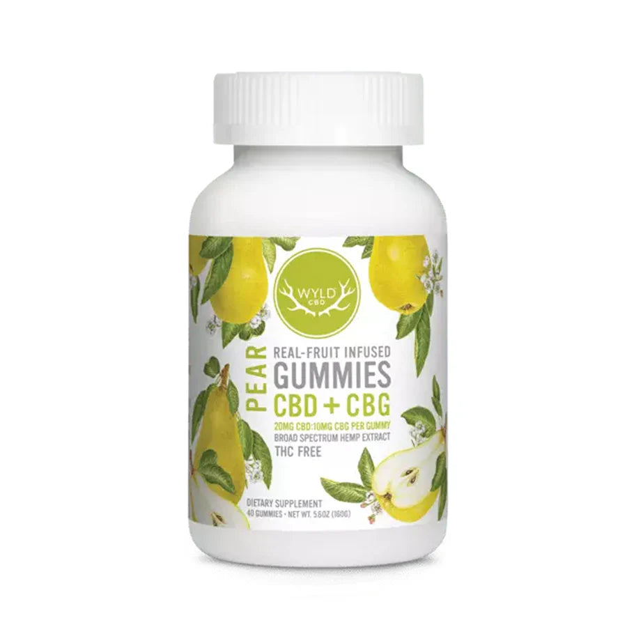 Wyld CBD Real-Fruit Infused Pear CBD + CBG Gummies.