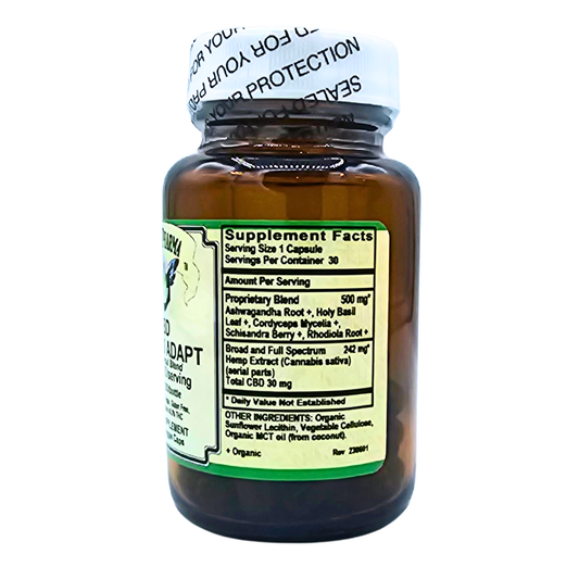 CBD Stress Adapt - CBD + Herbal Blend - 30 Liquid Filled Capsules