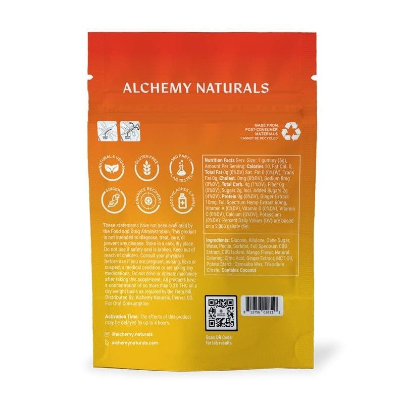 Relief CBD+CBG Gummies Ginger mango 60 Count