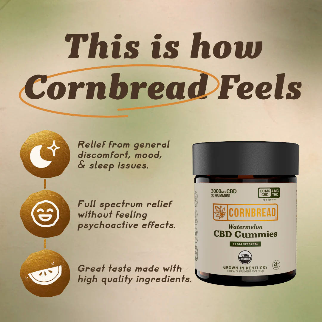 Cornbread Hemp CBD Gummies Watermelon Full Spectrum 30ct