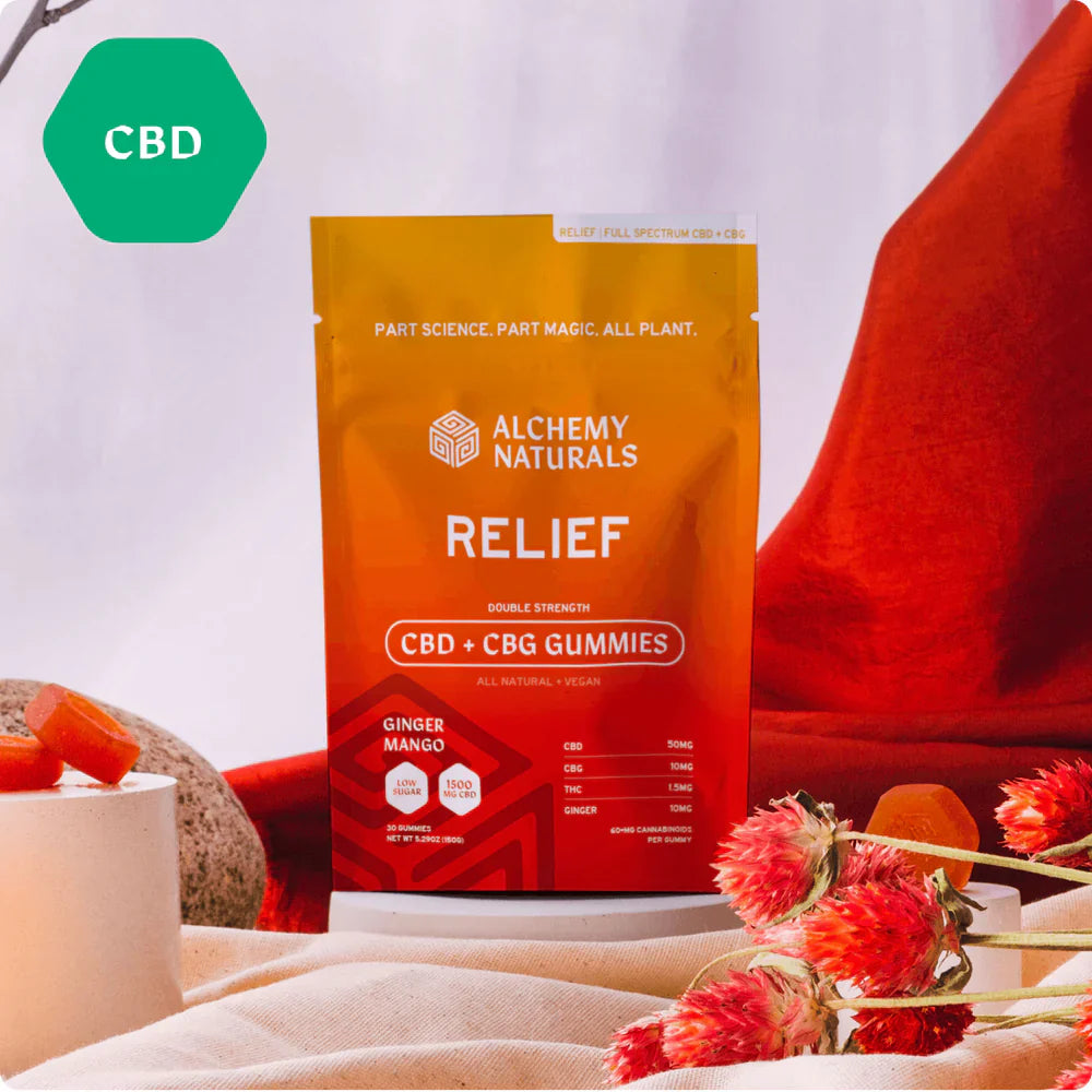 Relief CBD+CBG Gummies Ginger mango 60 Count