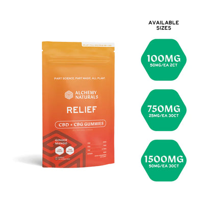 Relief CBD+CBG Gummies Ginger mango 60 Count