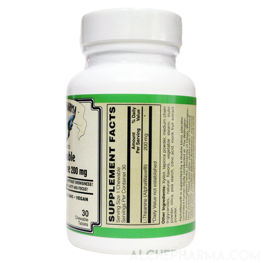 Theanine 200Mg Chewable AlphaWave® Fermented Vegan Lemonade Flavor-Vitamins & Supplements-AlchePharma