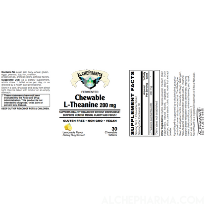 Theanine 200Mg Chewable AlphaWave® Fermented Vegan Lemonade Flavor-Vitamins & Supplements-AlchePharma