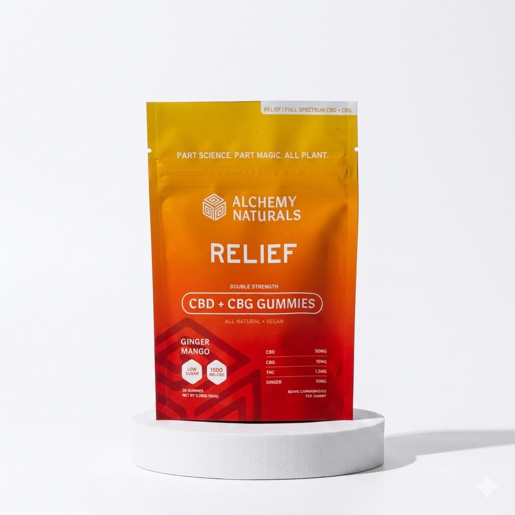 Relief CBD+CBG Gummies Ginger mango 60 Count